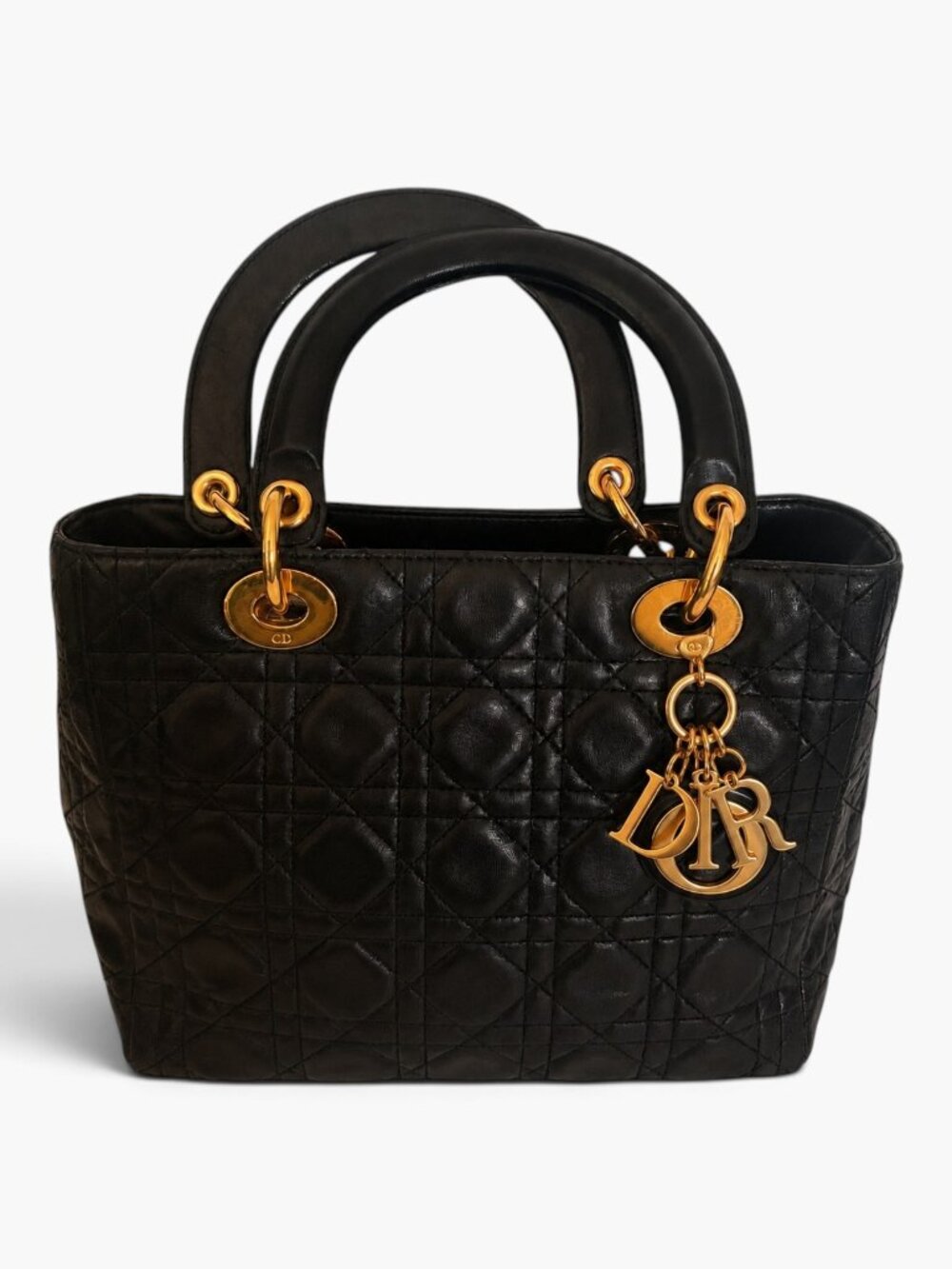 Christian Dior Lady Dior Bag Cannage Lambskin Medium, Black, Vintage Late 90s